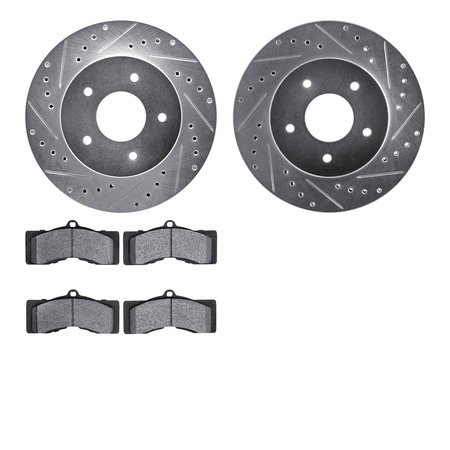 DYNAMIC FRICTION CO 7202-47034, Rotors-Drilled and Slotted-Silver with Heavy Duty Brake Pads, Zinc Coated 7202-47034